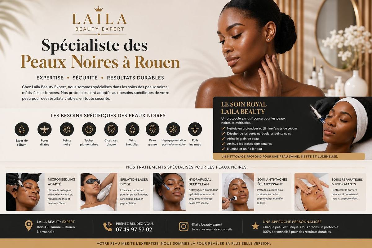 Soins des Peaux Noires à Rouen : Notre Expertise Chez Laila Beauty Expert