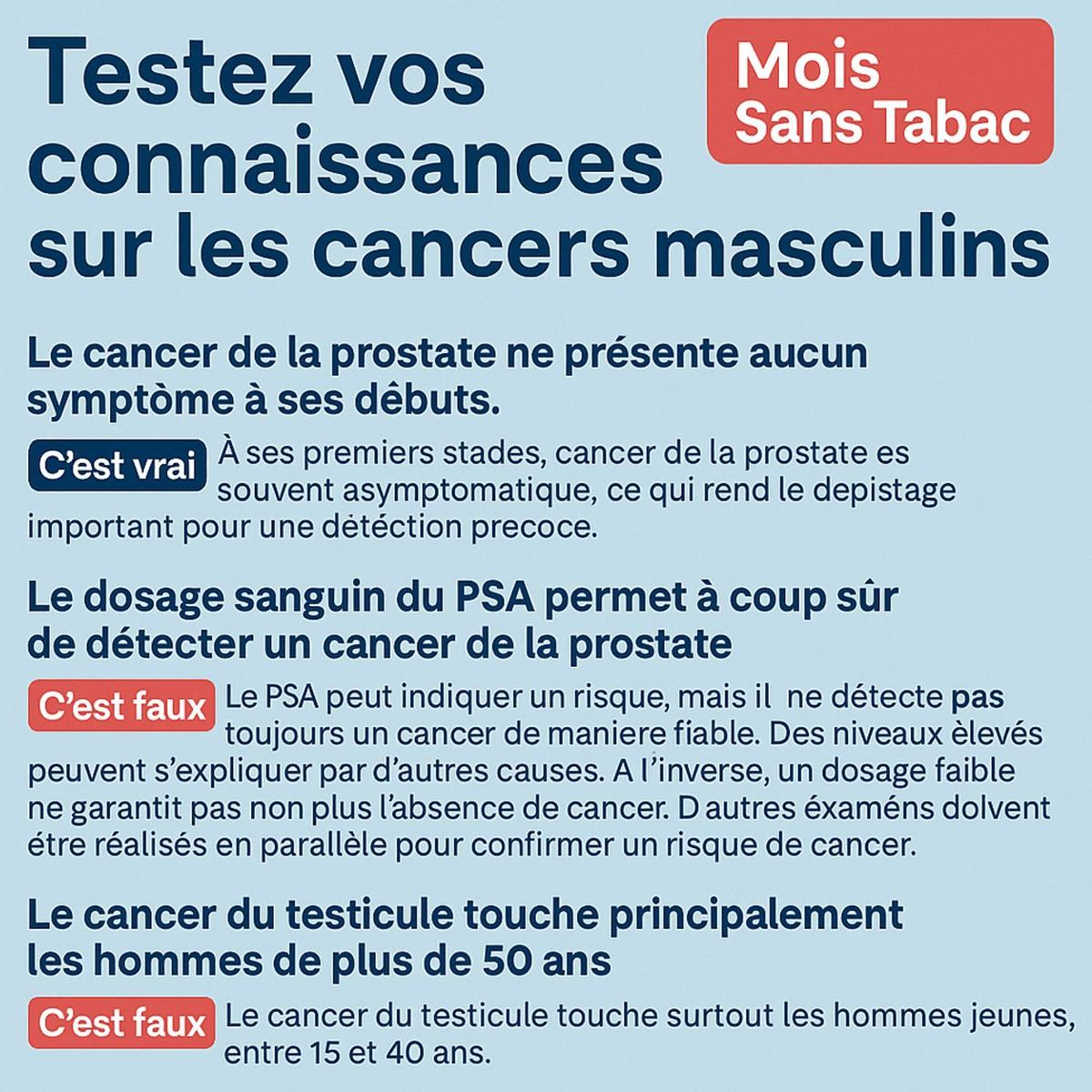 🚹 Testez vos connaissances sur les cancers masculins — Mois Sans Tabac à Chennevières-sur-Marne (Val-de-Marne)