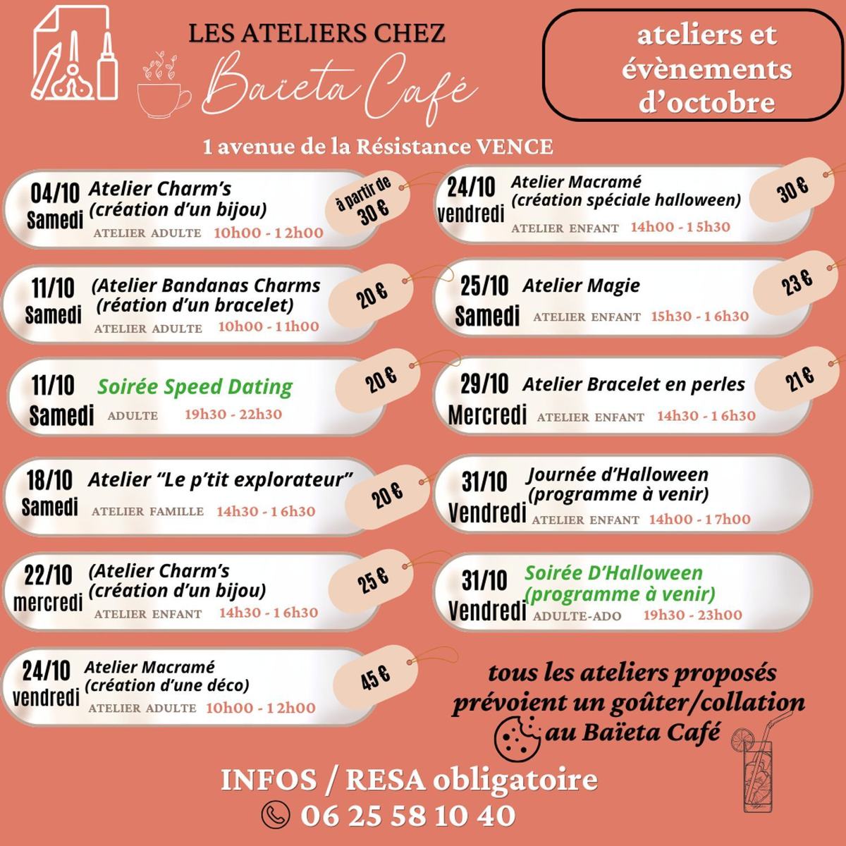 LES ATELIERS ET EVENTS D'OCTOBRE 2025