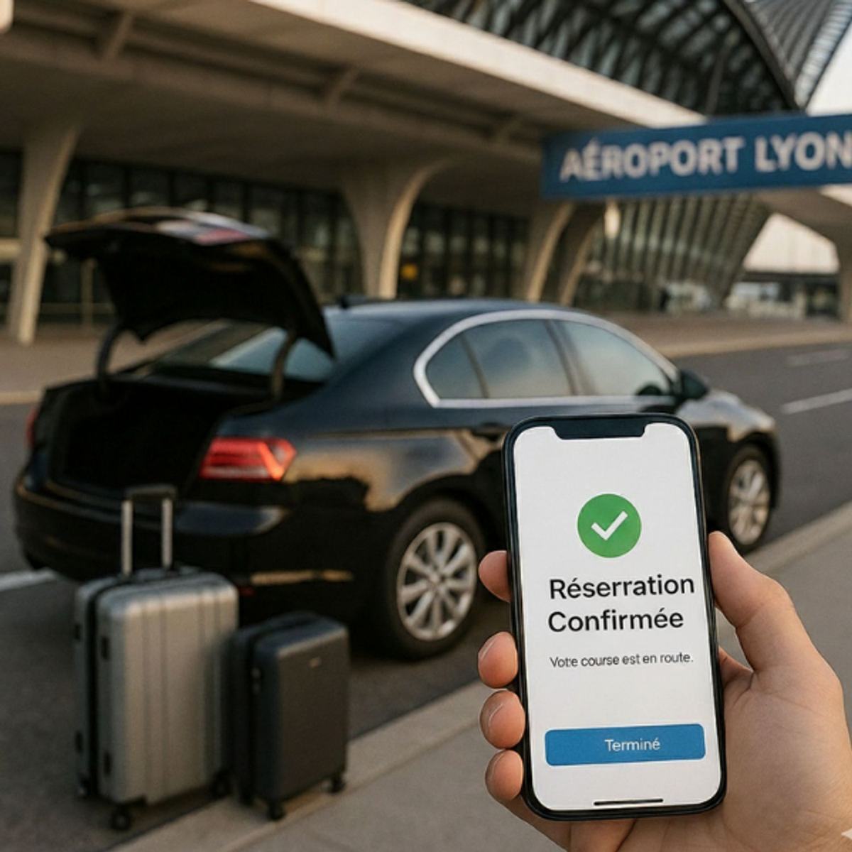 Taxis Destination Aéroport Lyon : réservez en ligne votre transfert VTC ou taxi pour un départ sans stress