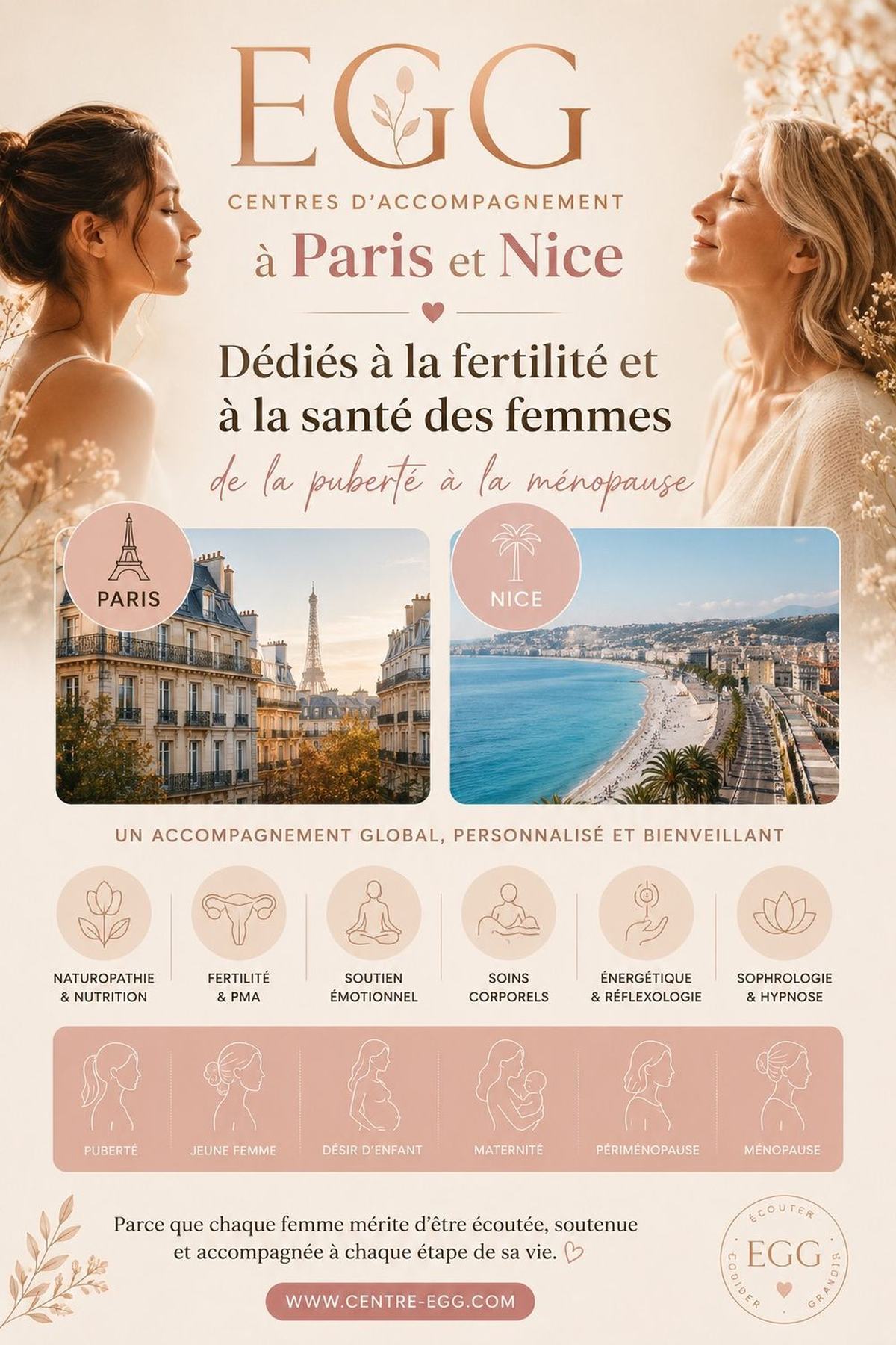 Egg centres d’accompagnement dédiés à la fertilité et à la santé des femmes  à Paris et Nice