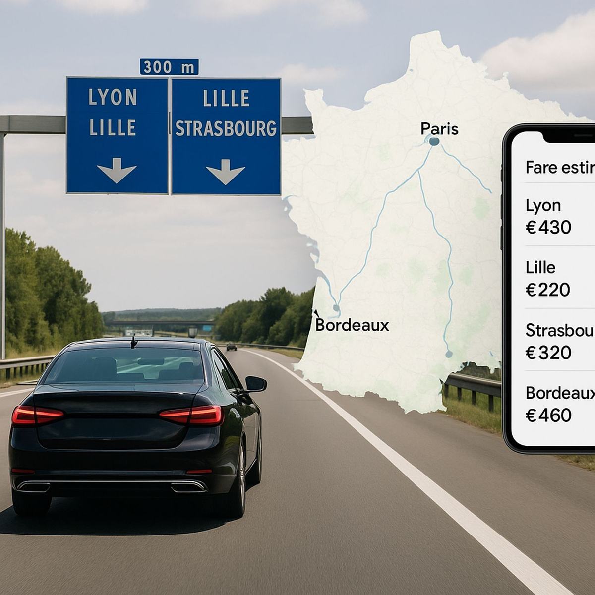 VTC longue distance : combien ça coûte vraiment de Paris à Lyon, Lille, Strasbourg ou Bordeaux ?
