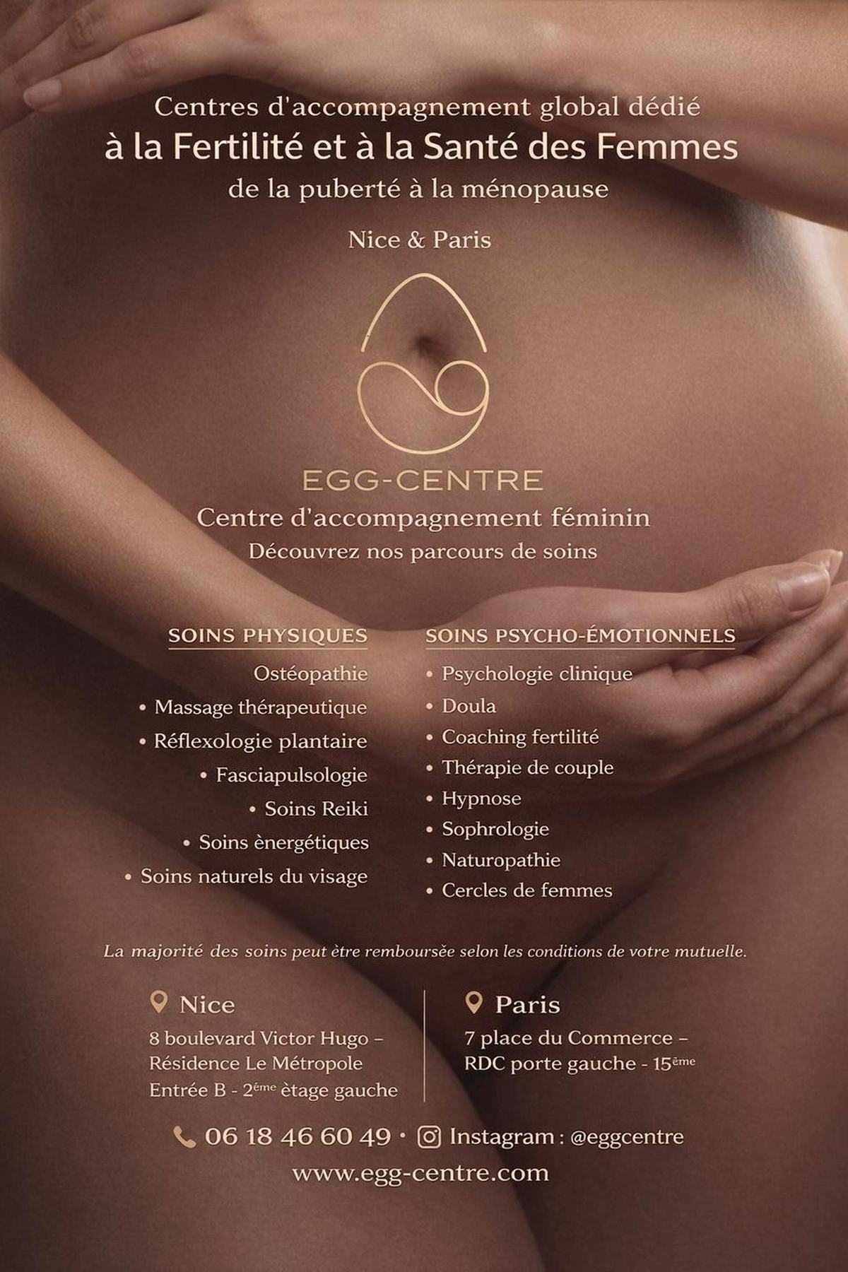 Soins et thérapies proposés aux Egg centre de Paris et Nice