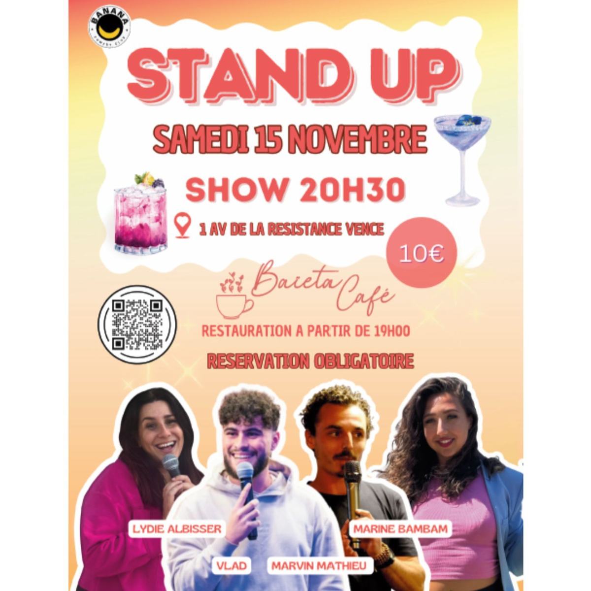 Soirée Stand Up le samedi 15 Novembre